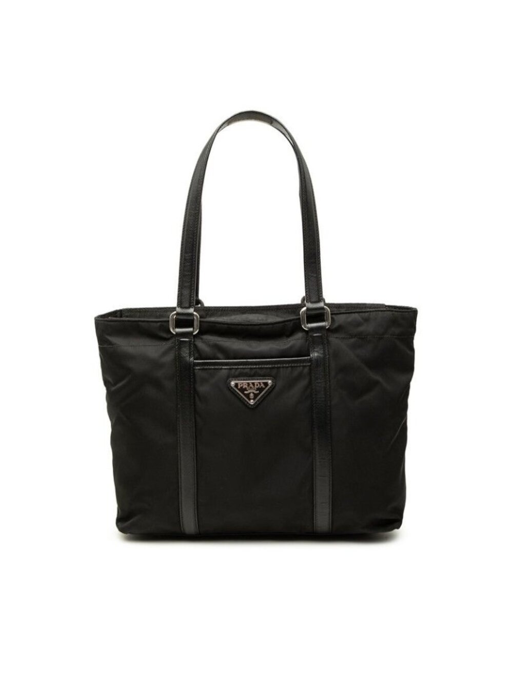 Prada Tessuto Tote Bag Black Nylon Saffiano Leather